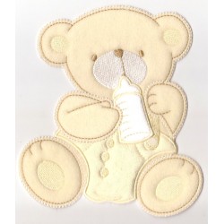 Iron-on Patch - Teddy Bear with Feeding Bottle - Yellow